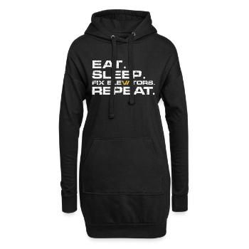 Eat Sleep Fix elevators Repeat - Hoodie-Kleid - Schwarz - Vorne