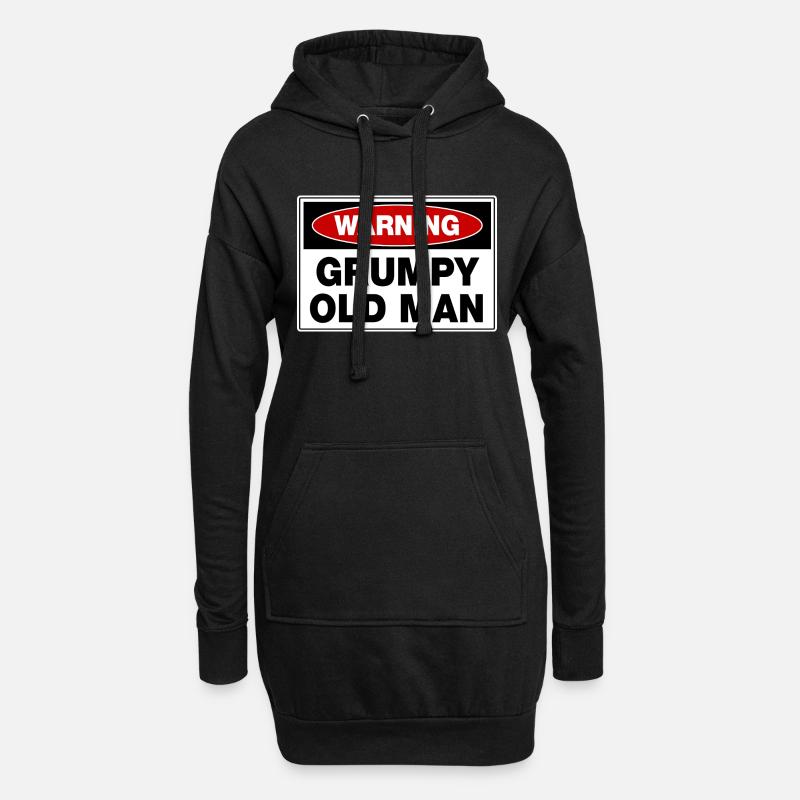 Warning Grumpy Old Man - Hoodie-Kleid - Schwarz