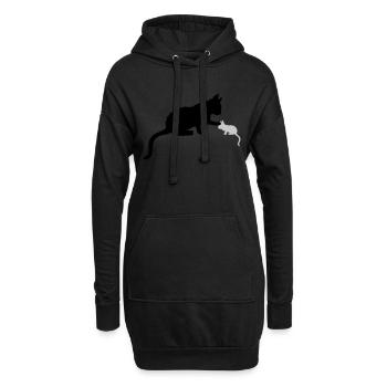 Mama Katze berührt Kätzchen - Hoodie-Kleid - Schwarz - Vorne