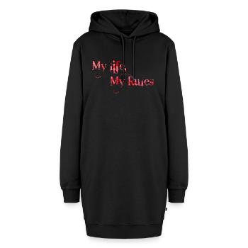 Mein Leben Meine Regeln Zitate Tattoo Zitat - Hoodie-Kleid - Schwarz - Vorne - AI Model Female 172 light (172cm)