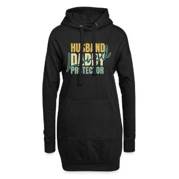 Fête des pères Mari Papa Protecteur Aimé - Papa - Sweat-shirt à capuche long Femme - noir - Devant