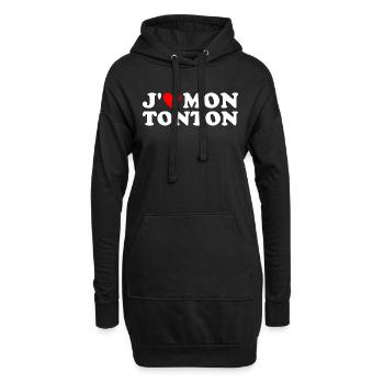J' aime mon tonton cadeau oncle coeur rouge - Sweat-shirt à capuche long Femme - noir - Devant