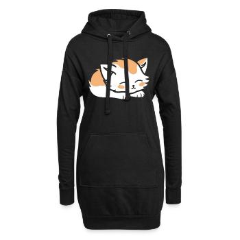 Bébé chat qui dors - Sweat-shirt à capuche long Femme - noir - Devant