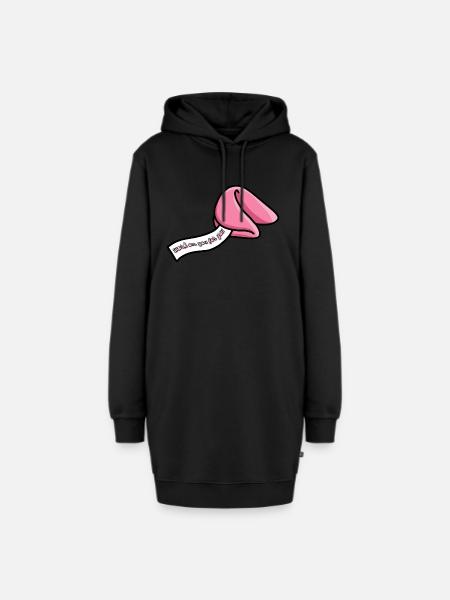 Glückskeks - Hoodie-Kleid - Schwarz