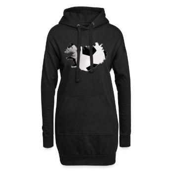 La carte de l’Islande encadre le vrai football - Sweat-shirt à capuche long Femme - noir - Devant
