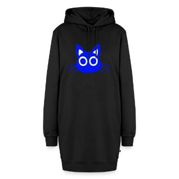 Katze große Augen blau süß niedlich cool Kätzchen - Hoodie-Kleid - Schwarz - Vorne