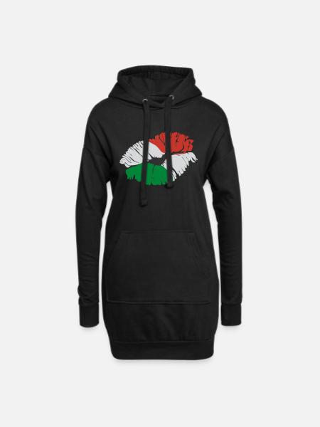 italian kiss - Hoodie Dress - black