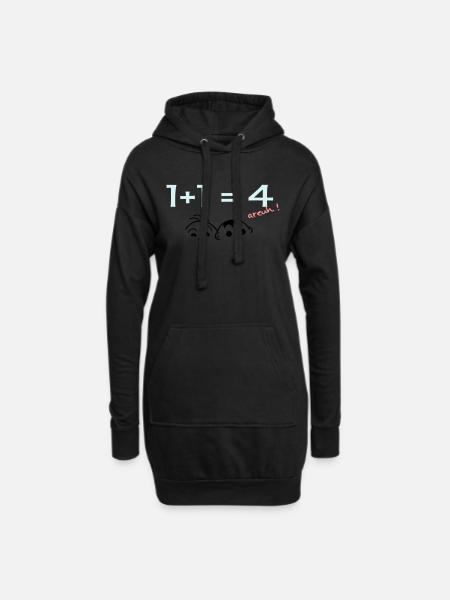 1 + 1 = 4 - Hoodie-Kleid - Schwarz