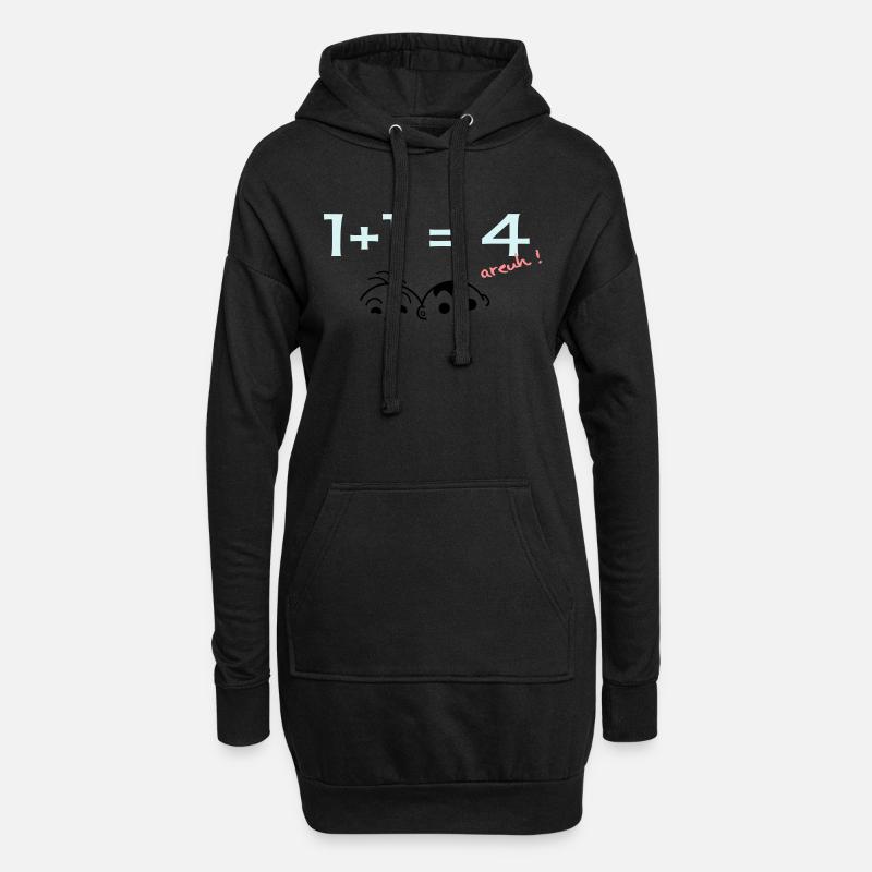 1 + 1 = 4 - Hoodie-Kleid - Schwarz