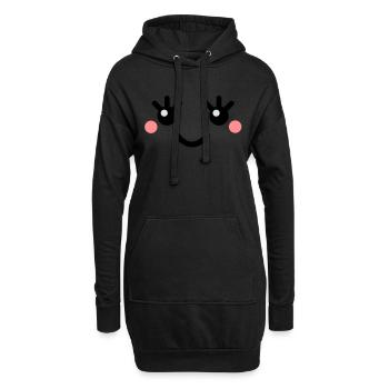 cute_face - Sweat-shirt à capuche long Femme - noir - Devant