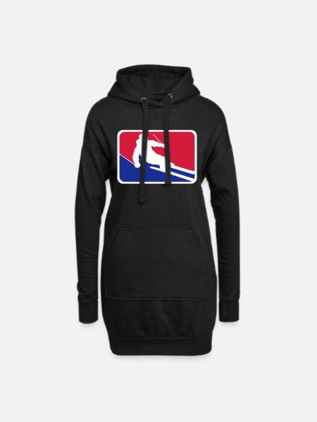 blau rot button rahmen schild ski fahren runter be - Hoodie-Kleid - Schwarz