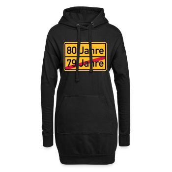 80. Geburtstag - Hoodie-Kleid - Schwarz - Vorne