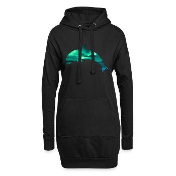 Orca/Killerwal mit Nordlicht-Effekt - Hoodie-Kleid - Schwarz - Vorne