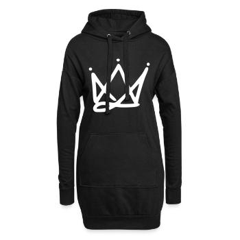 Emoji Krone Kronen Skizze weiß - Hoodie-Kleid - Schwarz - Vorne