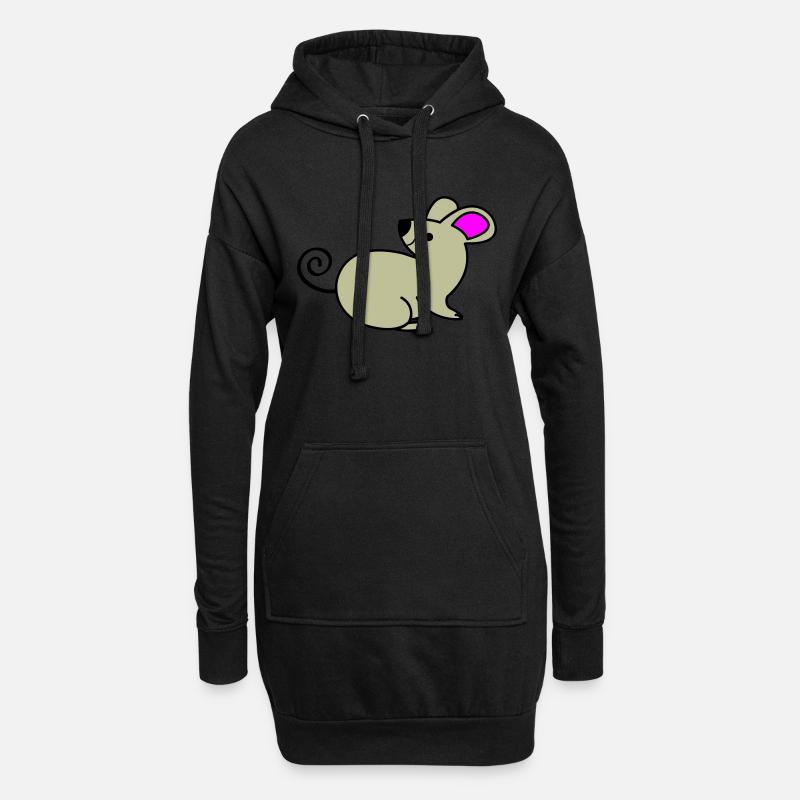 Maus - Hoodie-Kleid - Schwarz