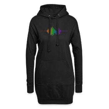 Onde sonore arc en ciel - Sweat-shirt à capuche long Femme - noir - Devant
