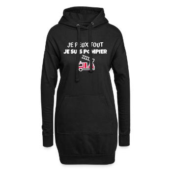 je suis pompier / cadeau humour pompier - Sweat-shirt à capuche long Femme - noir - Devant