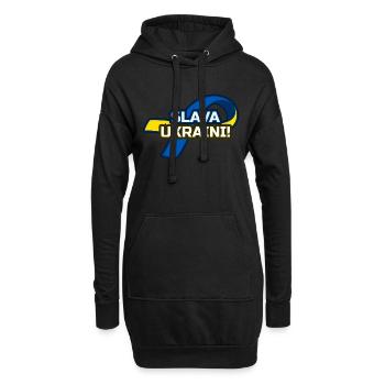 Soutien à l’Ukraine : Ruban Slava Ukraini - Sweat-shirt à capuche long Femme - noir - Devant