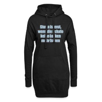 Glatthaarschafe - Hoodie-Kleid - Schwarz - Vorne