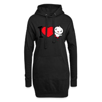 J’aime oiseau coeur symbole amour heureux mignon - Sweat-shirt à capuche long Femme - noir - Devant