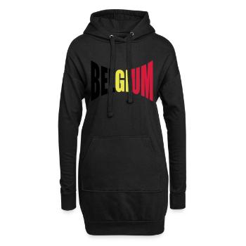 Belgique Belgique Texte Drapeau Cool Football Fan Fun - Sweat-shirt à capuche long Femme - noir - Devant