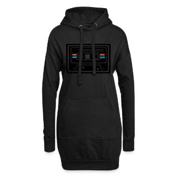 KASSETTE,MUSIK,DJ,PARTY,OLDSCHOOL,RETRO,0815 - Hoodie-Kleid - Schwarz - Vorne