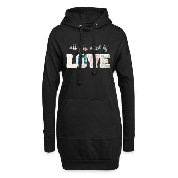 Alles was Sie brauchen ist Liebe Marmor - Hoodie-Kleid - Schwarz - Vorne