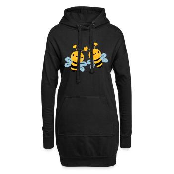 2 amis équipe couple mignons petits - Sweat-shirt à capuche long Femme - noir - Devant