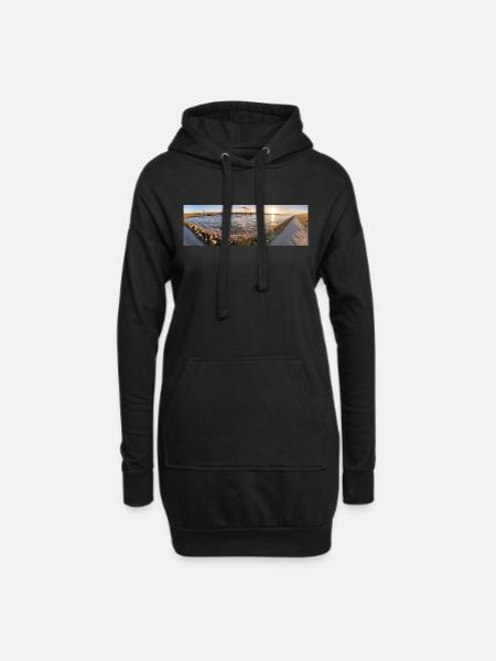 Panorama Sonnenuntergang Husum - Hoodie-Kleid - Schwarz