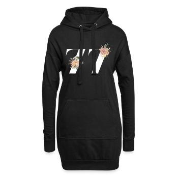 77e anniversaire fleuris (Cadeau de 77 ans) - Sweat-shirt à capuche long Femme - noir - Devant