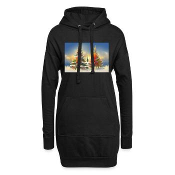 Arbres de Noël artistiques - Sweat-shirt à capuche long Femme - noir - Devant