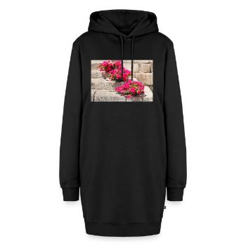 Blumentreppe - Hoodie-Kleid - Schwarz - Vorne