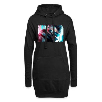 Cyber Soldat oder Punk in Neon Sci-Fi Manier - Hoodie-Kleid - Schwarz - Vorne