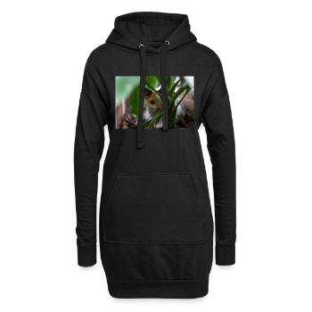 le chat au doux regard - Sweat-shirt à capuche long Femme - noir - Devant