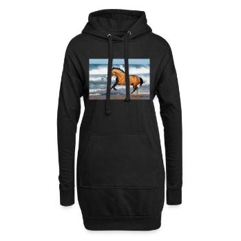 Pferde - Hoodie-Kleid - Schwarz - Vorne