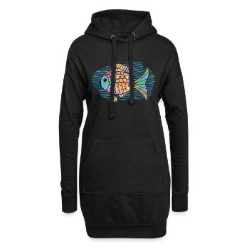 Poisson - Sweat-shirt à capuche long Femme - noir - Devant