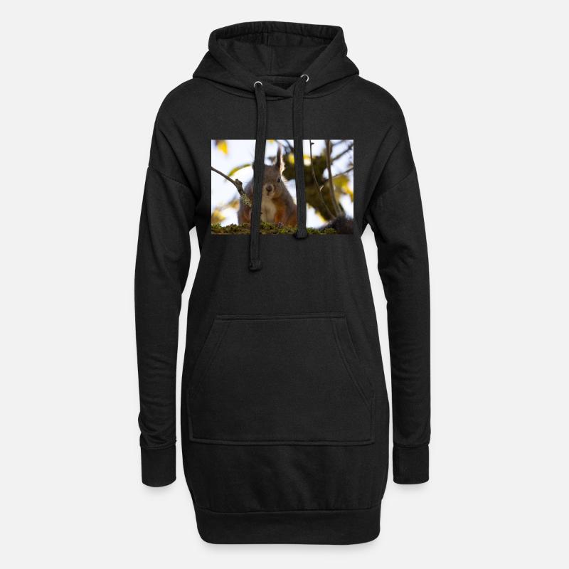 Oachkatzl / Eichhörnchen - Hoodie-Kleid - Schwarz