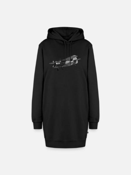 Flugzeug AN2 Doppeldecker Propeller Oldtimer - Hoodie-Kleid - Schwarz