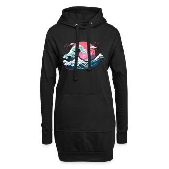 Hokusai Winter - Sweat-shirt à capuche long Femme - noir - Devant