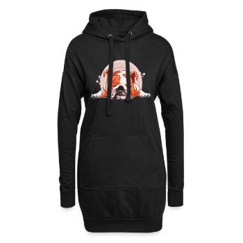 Hund Bulldogge Tiere Welpe niedlicher Hund Aquarell Kunst - Hoodie-Kleid - Schwarz - Vorne