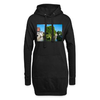 Paysage urbain d’Esslingen am Neckar depuis Agnesbrücke - Sweat-shirt à capuche long Femme - noir - Devant