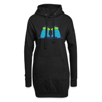 Deux Dauphins Drôles DJ Équipe Mixer Musique de Fête - Sweat-shirt à capuche long Femme - noir - Devant