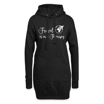 travel is my therapy - Hoodie-Kleid - Schwarz - Vorne