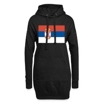 Serbische Flagge - Hoodie-Kleid - Schwarz - Vorne