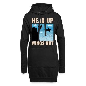 Wingsuit fliegen Base Jumping Fallschirmspringen Wingsuiting - Hoodie-Kleid - Schwarz - Vorne