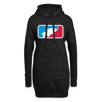 logo sport rouge bleu pêche au poisson pêché - Sweat-shirt à capuche long Femme - noir - Devant