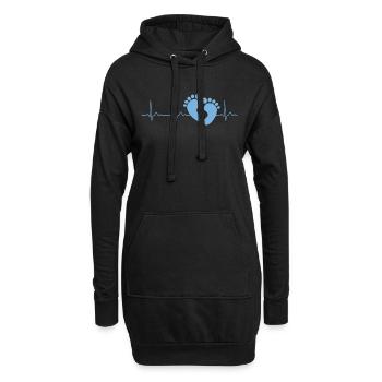 Herzschlag Baby Füße Liebe Blau Junge Geschenk - Hoodie-Kleid - Schwarz - Vorne