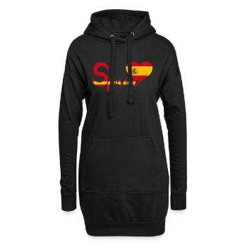 L'Espagne avec le coeur - Sweat-shirt à capuche long Femme - noir - Devant