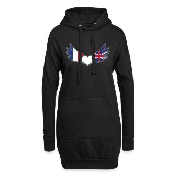 Drapeaux Français et anglais France Royaume Uni II - Sweat-shirt à capuche long Femme - noir - Devant