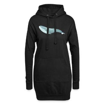 Der lustige Blauwal - Hoodie-Kleid - Schwarz - Vorne